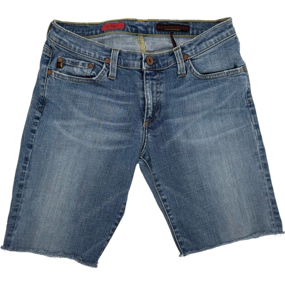 AG ADRIANO GOLDSCHMIED The Angel Denim‎ Shorts Medium Wash Raw Hem 28 Bermuda
